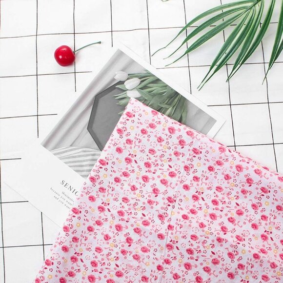 7Pcs Cotton Fabric Bedding Bundle - Pink, Assorted Pre-Cut Quilting & Sewing Set - Picture 5 of 9